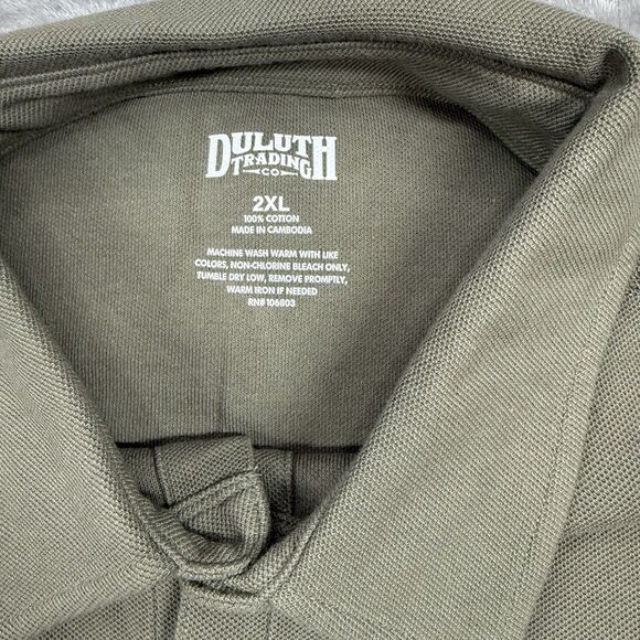 Duluth Trading Polo Men’s 2XL Green Cotton Solid Short Sleeve Button Up - Picture 4 of 7